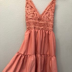 Laced-Top Coral Dress